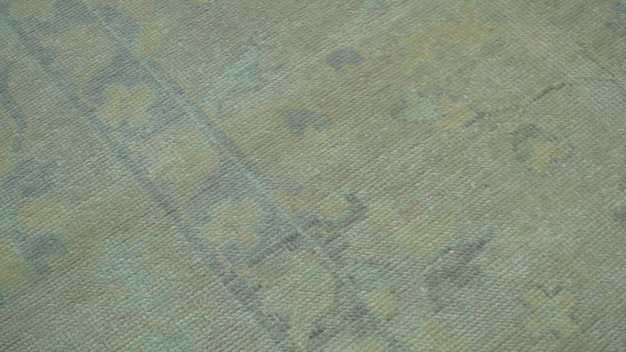 Traditional Oushak Design Blue And Beige Hand Knotted 9x12 Wool Area Rug