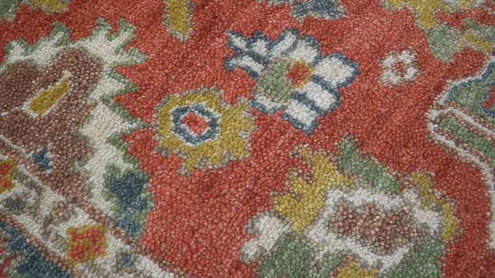 Cali Hand Knotted Turkish Design Rust And Blue Wool Rug