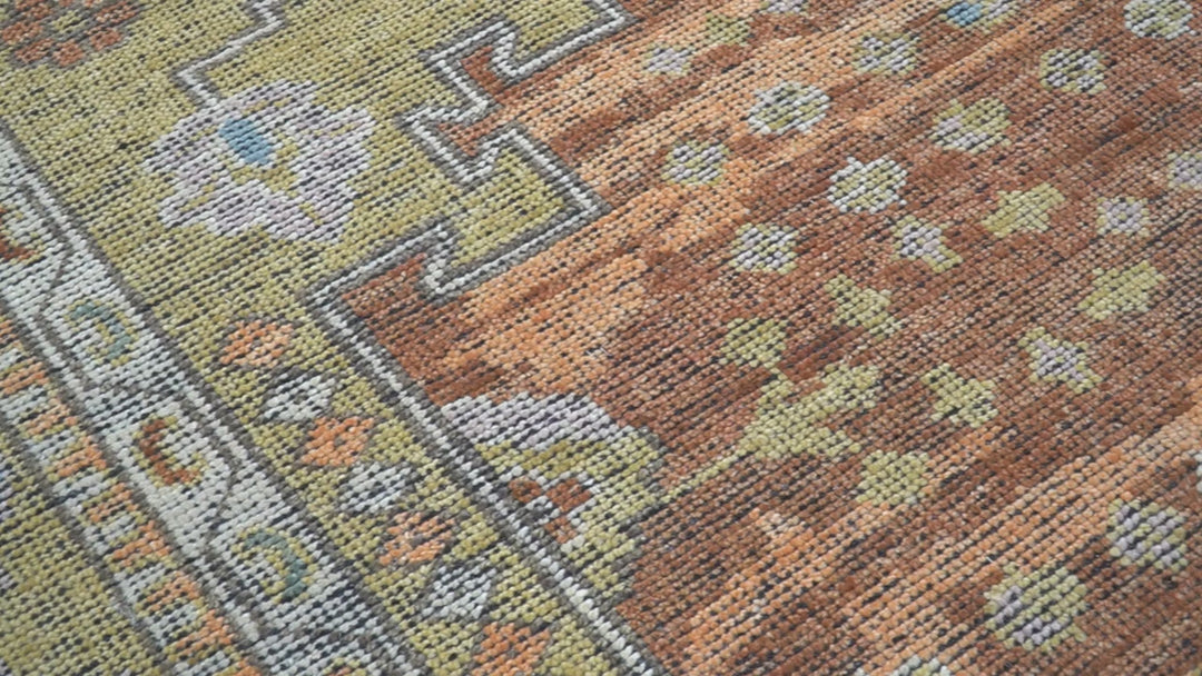 Idris Custom Made Peach, Rust And Beige Turkish Design Hand Knotted Wool Rug