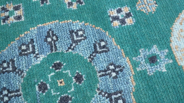 Hand knotted Teal Traditional Khotan Design 4x6 Wool Area Rug