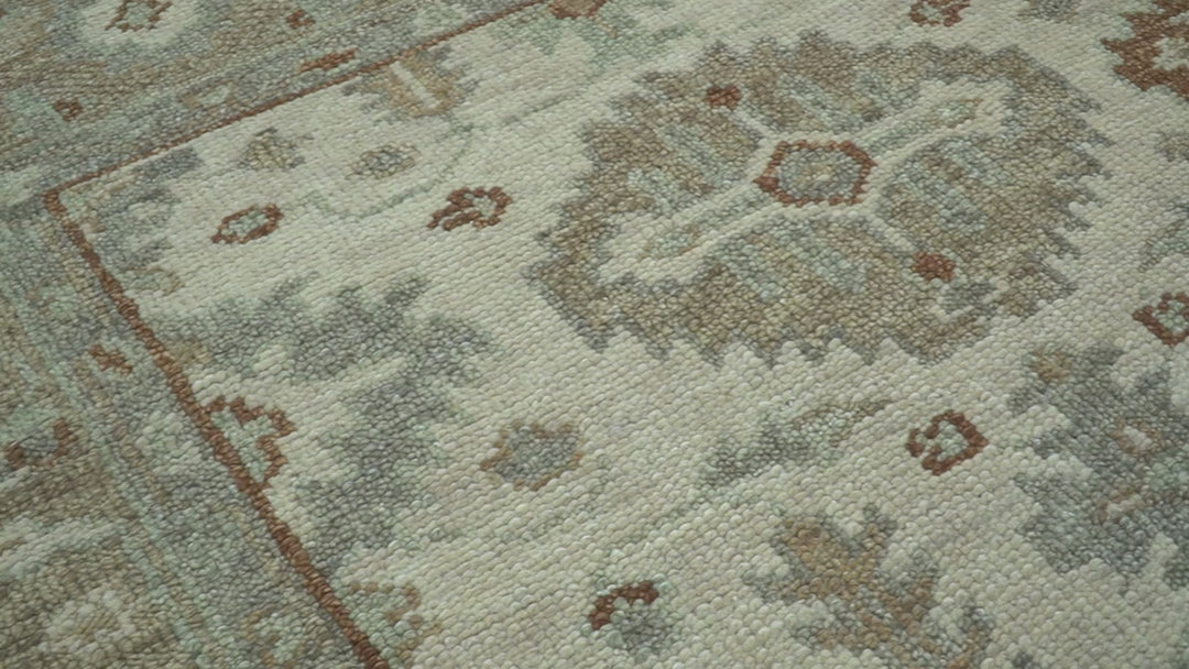 Custom Made Traditional Turkish Beige Hand knotted Wool Area Rug