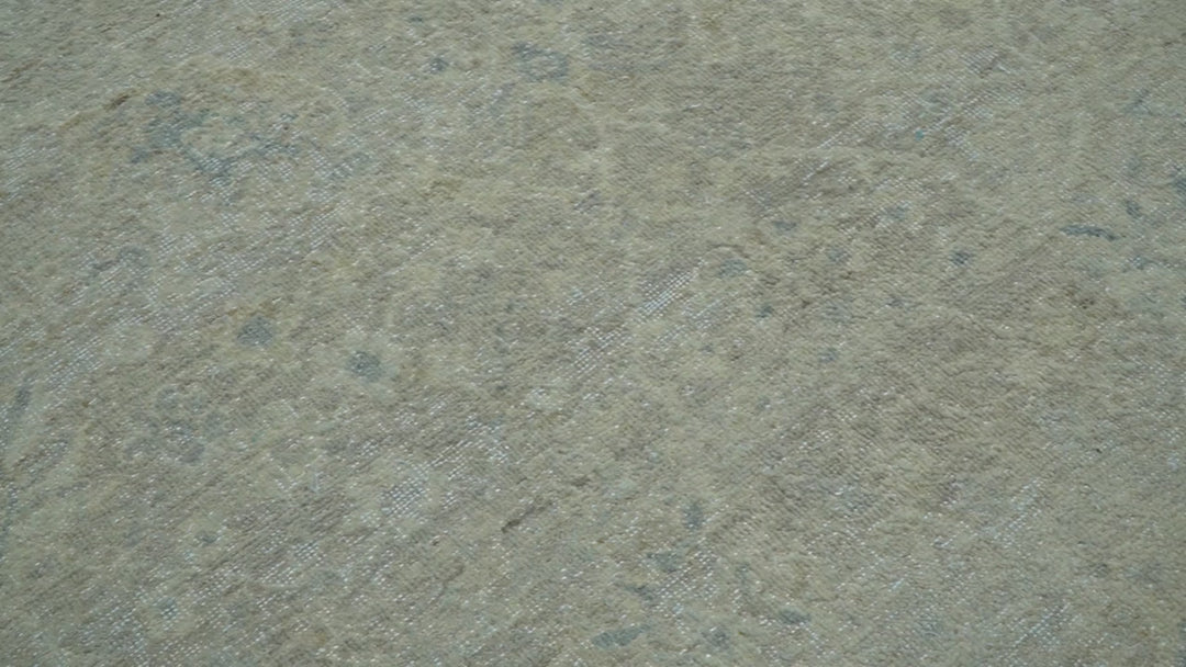 Beige and Silver Custom Made Antique Style Distressed Finished Low Pile wool Area Rug