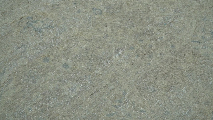 Beige and Silver Custom Made Antique Style Distressed Finished Low Pile wool Area Rug