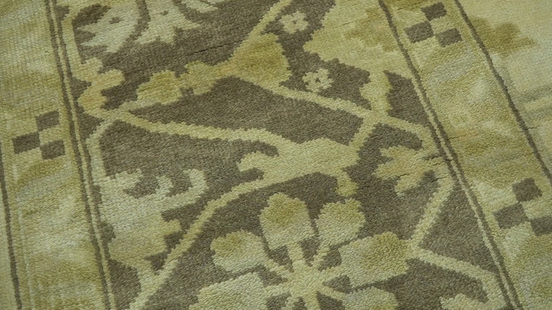 Traditional Oushak Design Beige And Brown 10x10 Hand Knotted Wool Area Rug