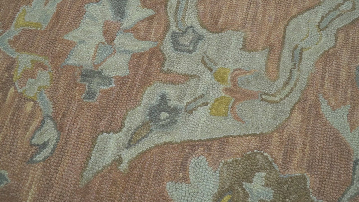 Custom Made Traditional Oriental Rust And Ivory Hand Tufted Wool Area Rug