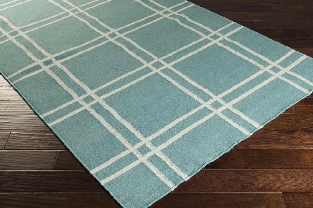 Price Teal Modern Geometrical Hand Woven Area Rug - The Rug Decor