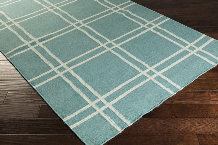 Price Teal Modern Geometrical Hand Woven Area Rug - The Rug Decor