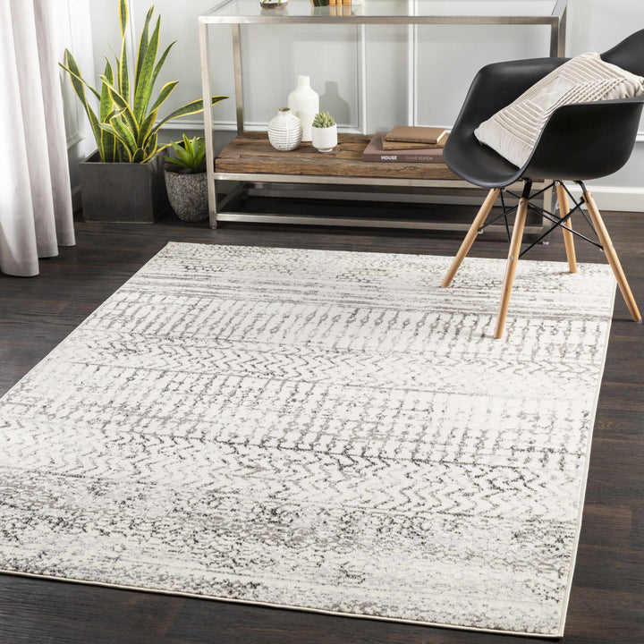 Priston Modern Style Ivory And Gray Area Rug