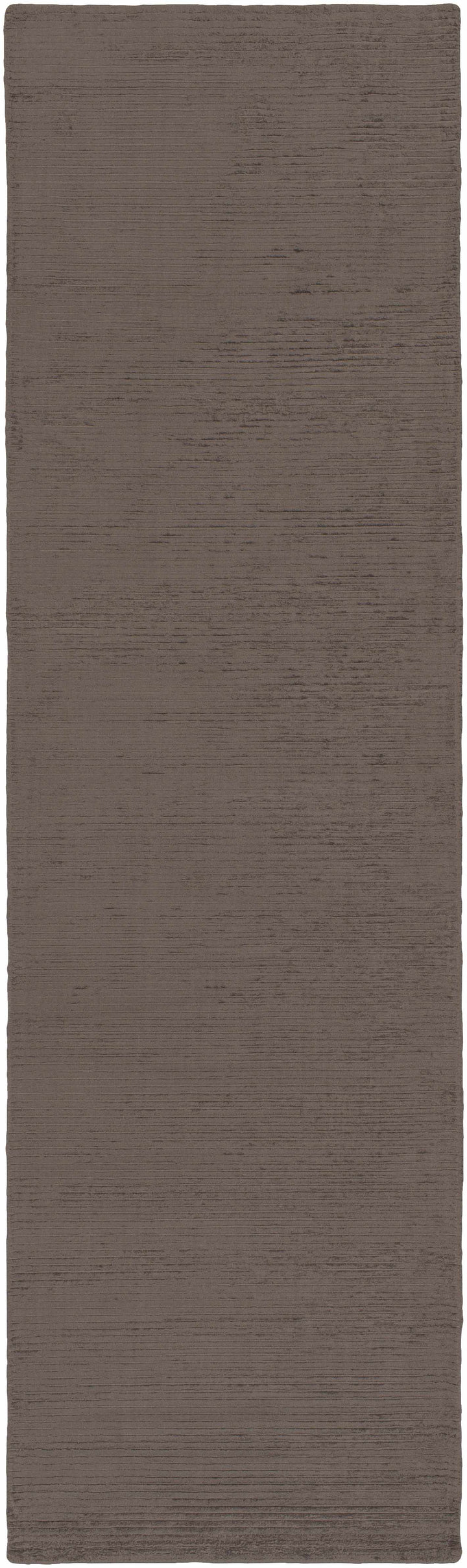 Taupe hand-loomed runner rug, solid modern design with flat border