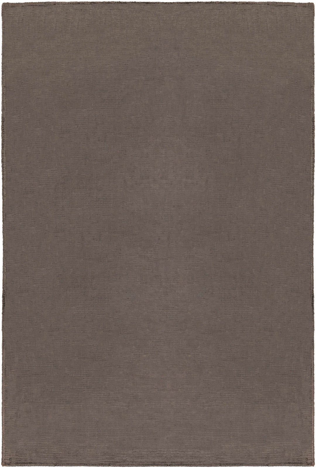 Taupe hand-loomed area rug, solid modern rectangle with flat border