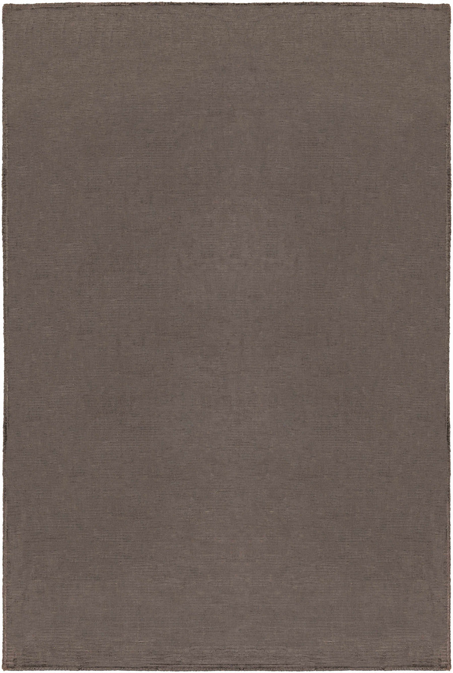 Taupe hand-loomed area rug, solid modern rectangle with flat border