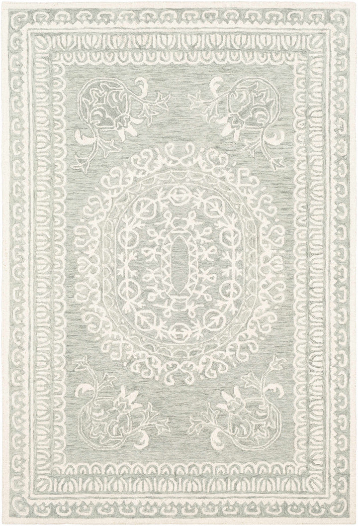 Parsonsburg Ivory And Green Traditional Style Hand Knotted Area Rug