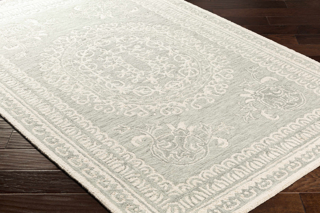 Parsonsburg Ivory And Green Traditional Style Hand Knotted Area Rug