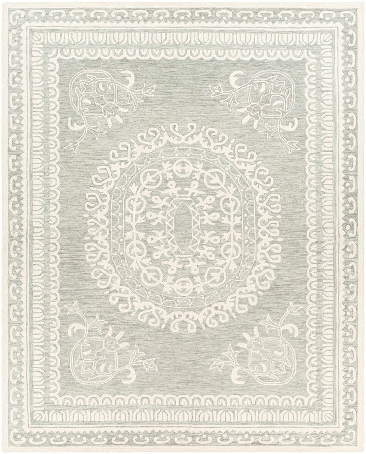 Parsonsburg Ivory And Green Traditional Style Hand Knotted Area Rug