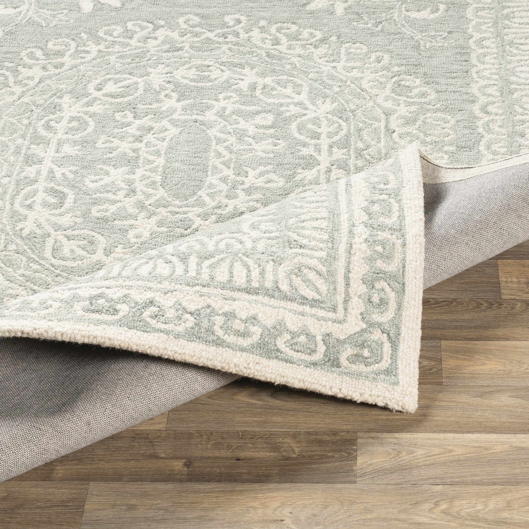 Parsonsburg Ivory And Green Traditional Style Hand Knotted Area Rug