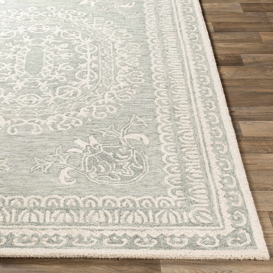 Parsonsburg Ivory And Green Traditional Style Hand Knotted Area Rug
