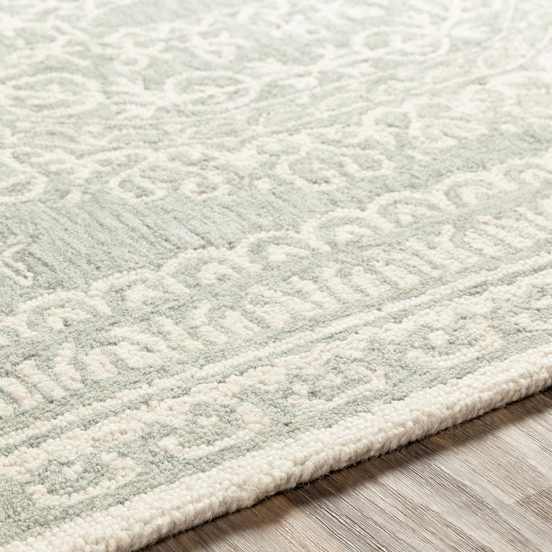Parsonsburg Ivory And Green Traditional Style Hand Knotted Area Rug