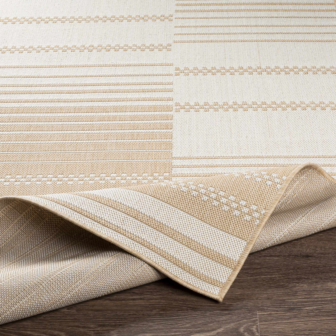 Portscatho Modern Stripes Design Beige Outdoor Area Rug