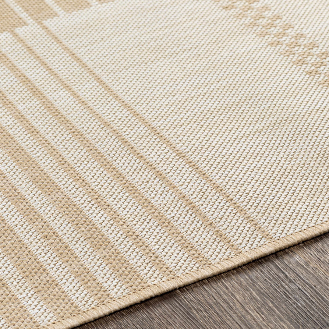 Portscatho Modern Stripes Design Beige Outdoor Area Rug