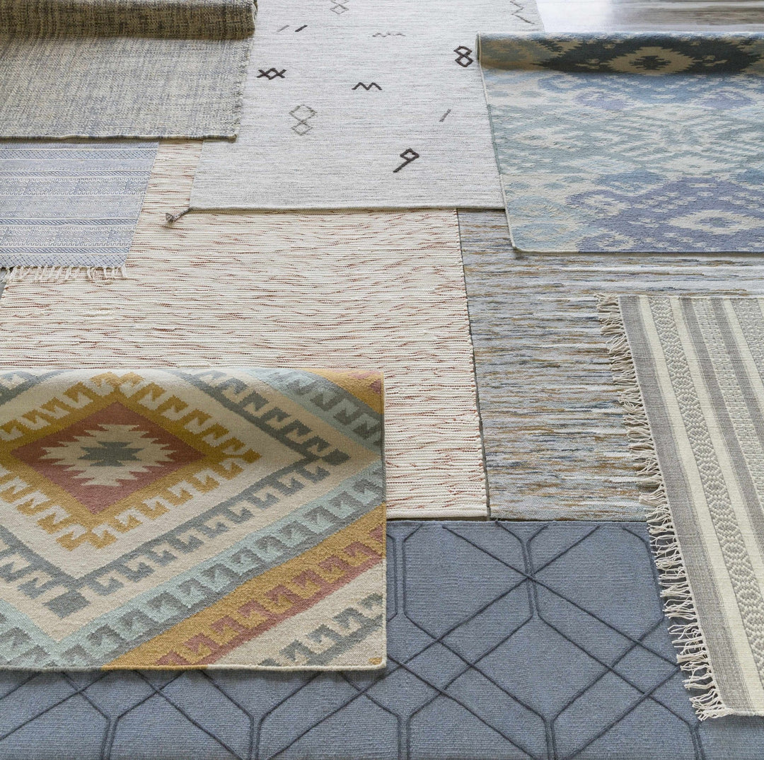 Prunedale Modern Style Ivory And Blue Hand Woven Area Rug - The Rug Decor