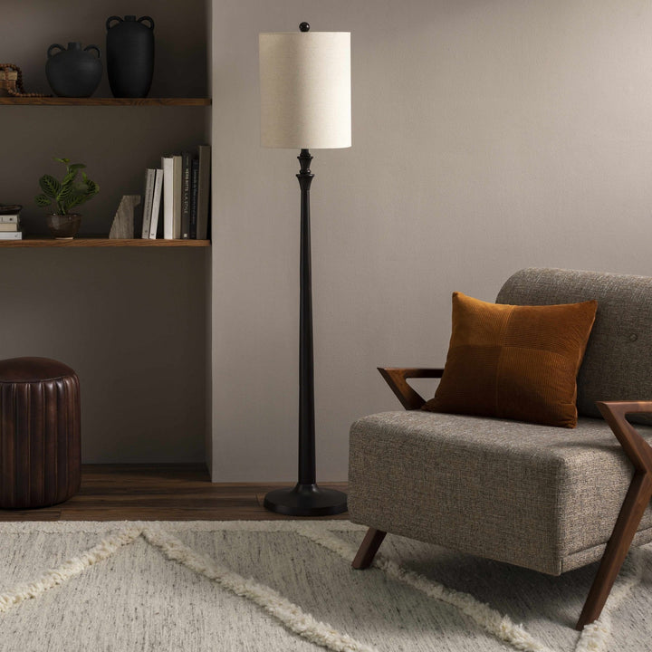 Przodkowo Modern Brown And White Linen Floor Lamp - The Rug Decor