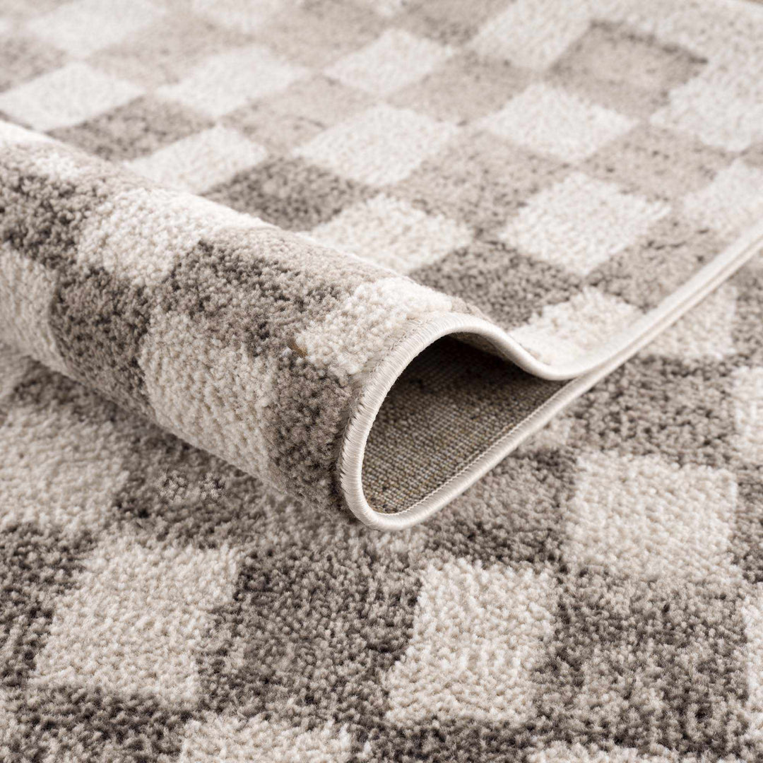 Benjy Contemporary Geometrical Ivory And Taupe Rug
