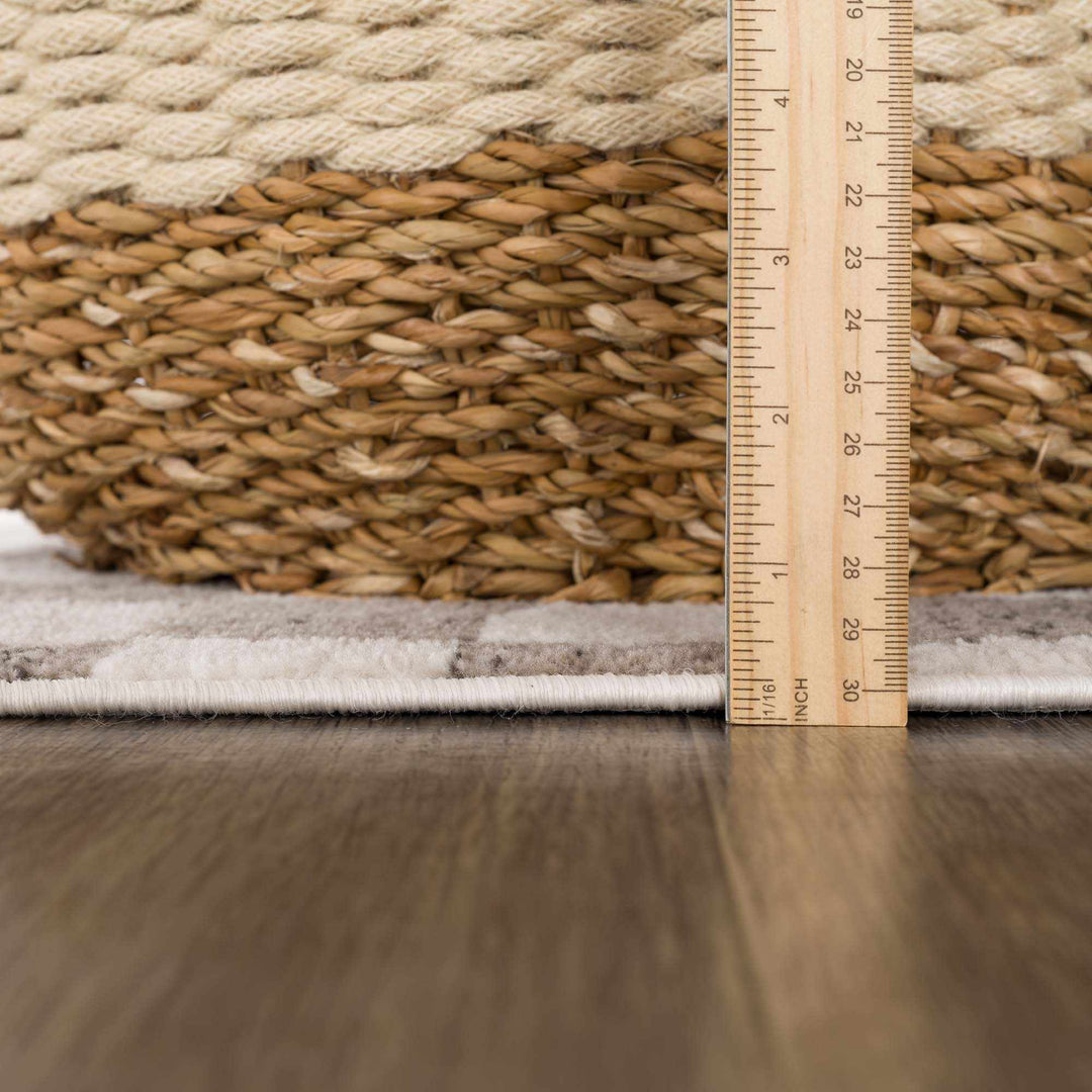 Benjy Contemporary Geometrical Ivory And Taupe Rug