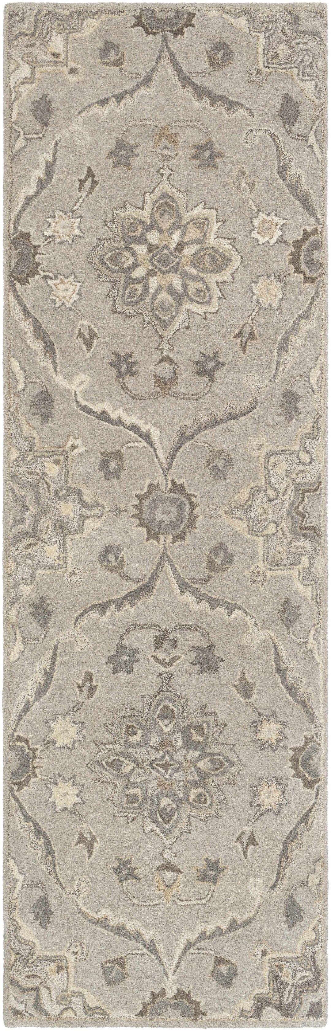 Peterstown Traditional Medallion Beige And Gray Wool Rug