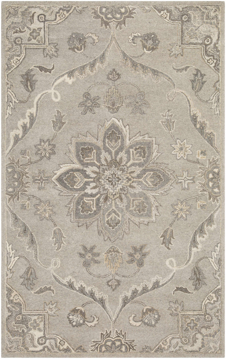 Peterstown Traditional Medallion Beige And Gray Wool Rug