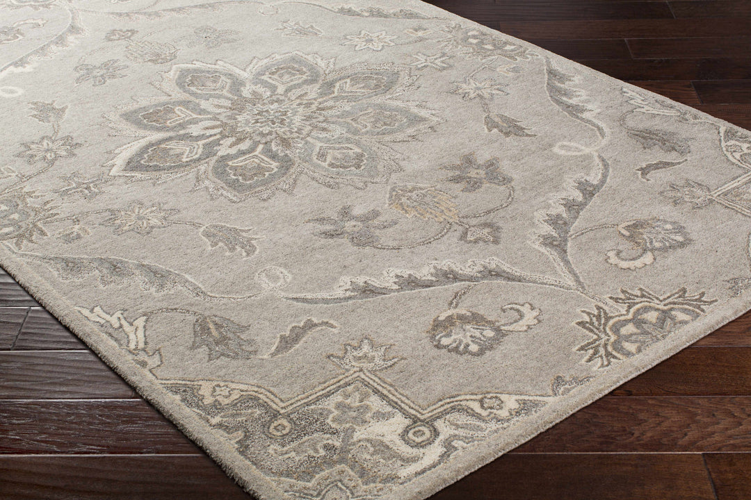Peterstown Traditional Medallion Beige And Gray Wool Rug