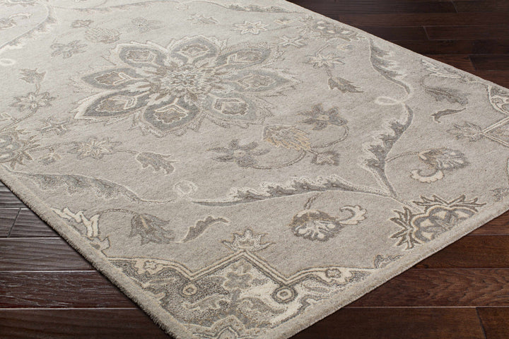 Peterstown Traditional Medallion Beige And Gray Wool Rug