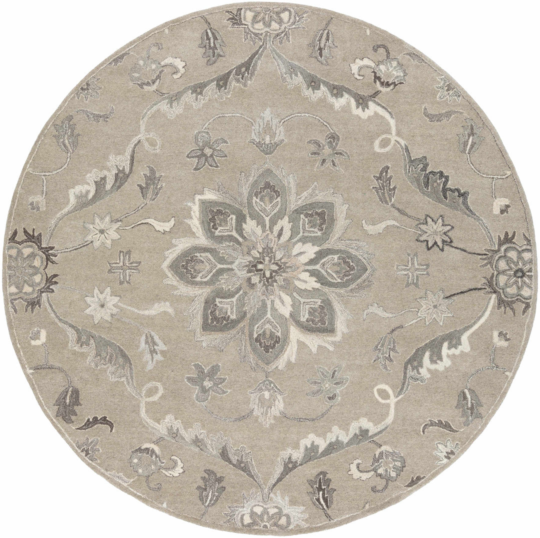 Peterstown Traditional Medallion Beige And Gray Wool Rug
