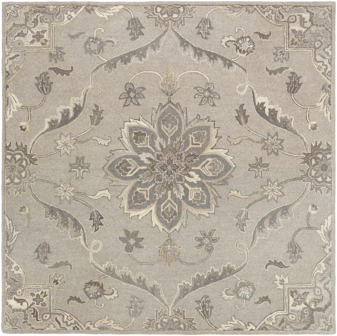 Peterstown Traditional Medallion Beige And Gray Wool Rug