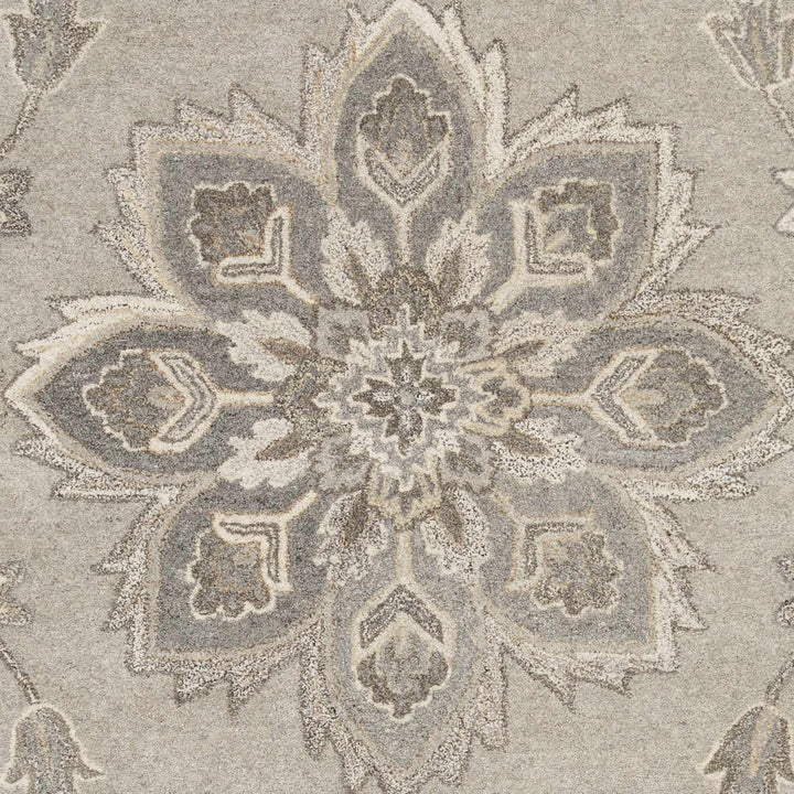 Peterstown Traditional Medallion Beige And Gray Wool Rug