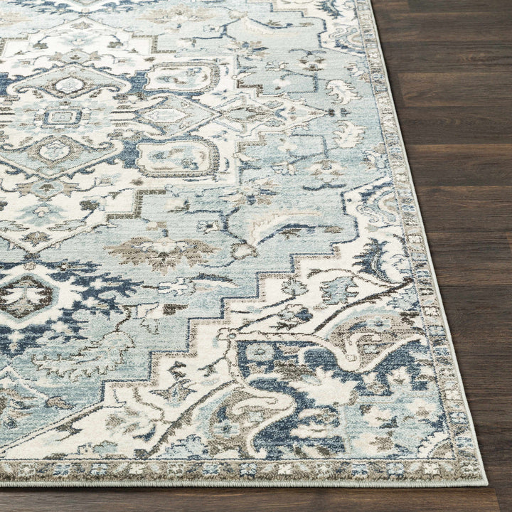 Pukwana Traditional Style Blue And Ivory Area Rug