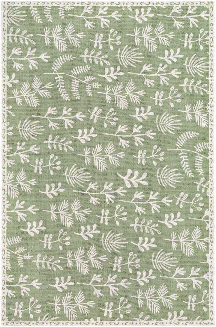 Pulteney Green And Ivory Modern Style Area Rug