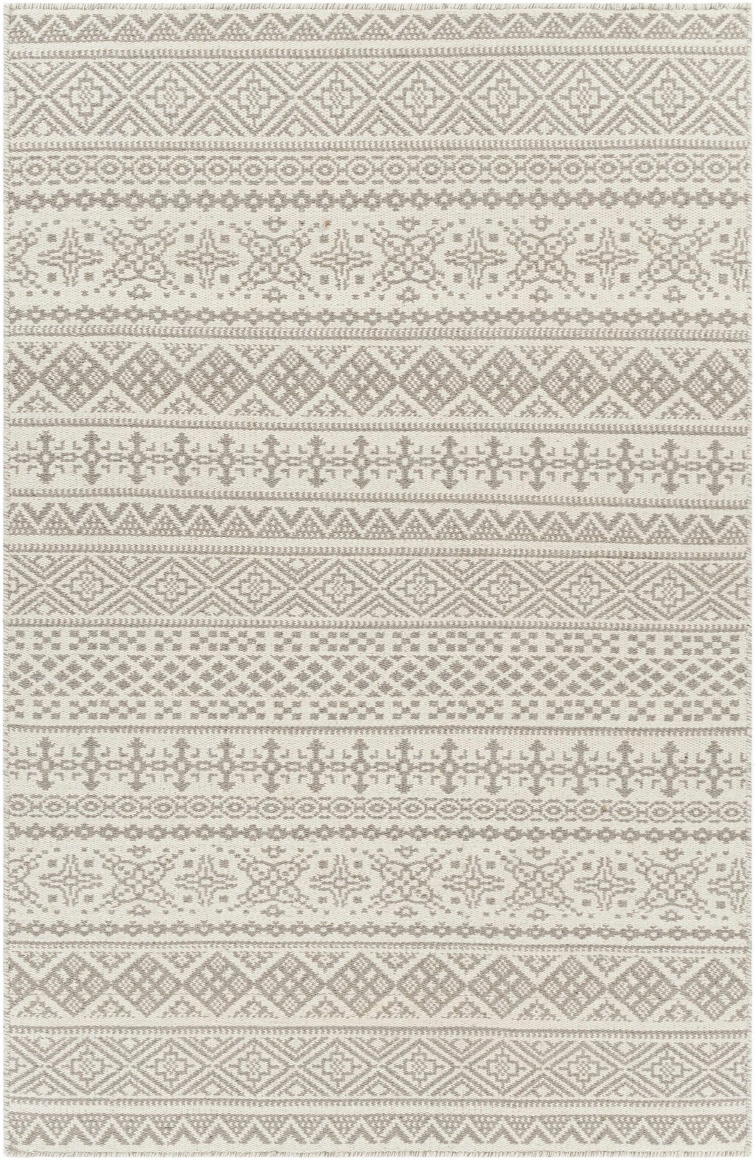 Pumwani Modern Geometrical Ivory And Gray Hand Woven Area Rug - The Rug Decor