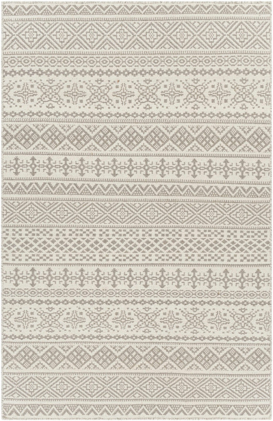 Pumwani Modern Geometrical Ivory And Gray Hand Woven Area Rug - The Rug Decor
