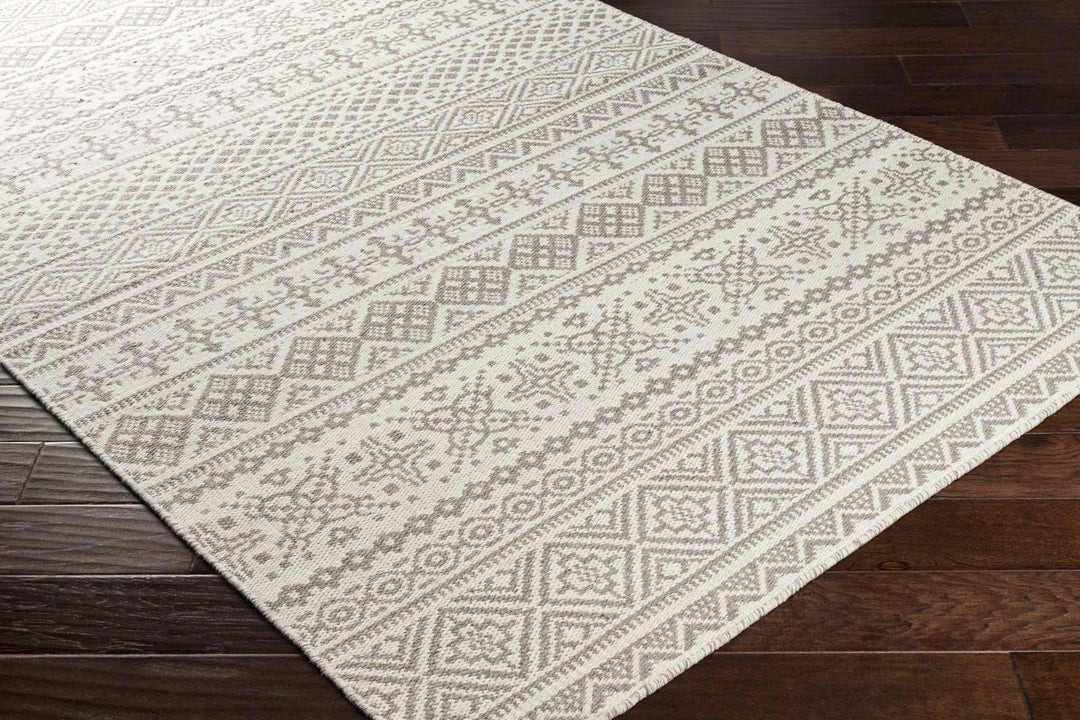 Pumwani Modern Geometrical Ivory And Gray Hand Woven Area Rug - The Rug Decor