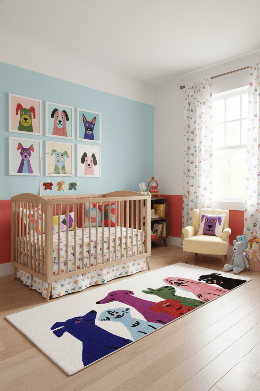 Pup Parade Multicolor Hand Tufted 3x7 Wool Area Rug - The Rug Decor