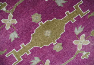 Purple, Ivory and Olive Traditional Hand knotted Oriental Oushak Multi Size wool Area Rug - The Rug Decor