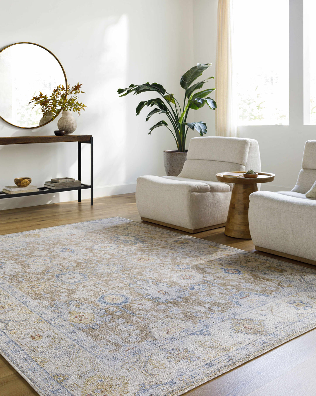 Widad Traditional Style Beige And Brown Area Rug