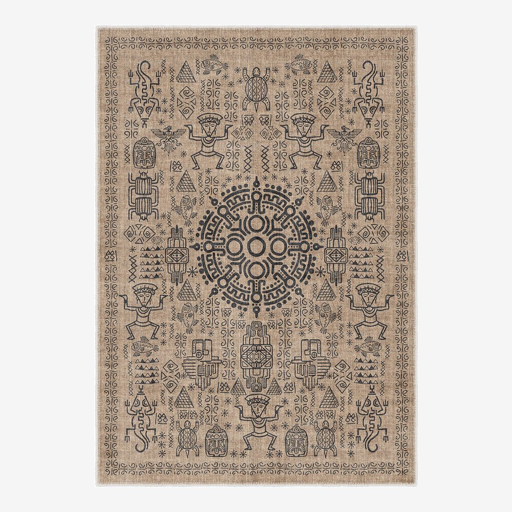 Quartz Design Tan Machine Washable Cotton Area Rug - The Rug Decor