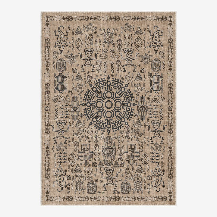 Quartz Design Tan Machine Washable Cotton Area Rug - The Rug Decor
