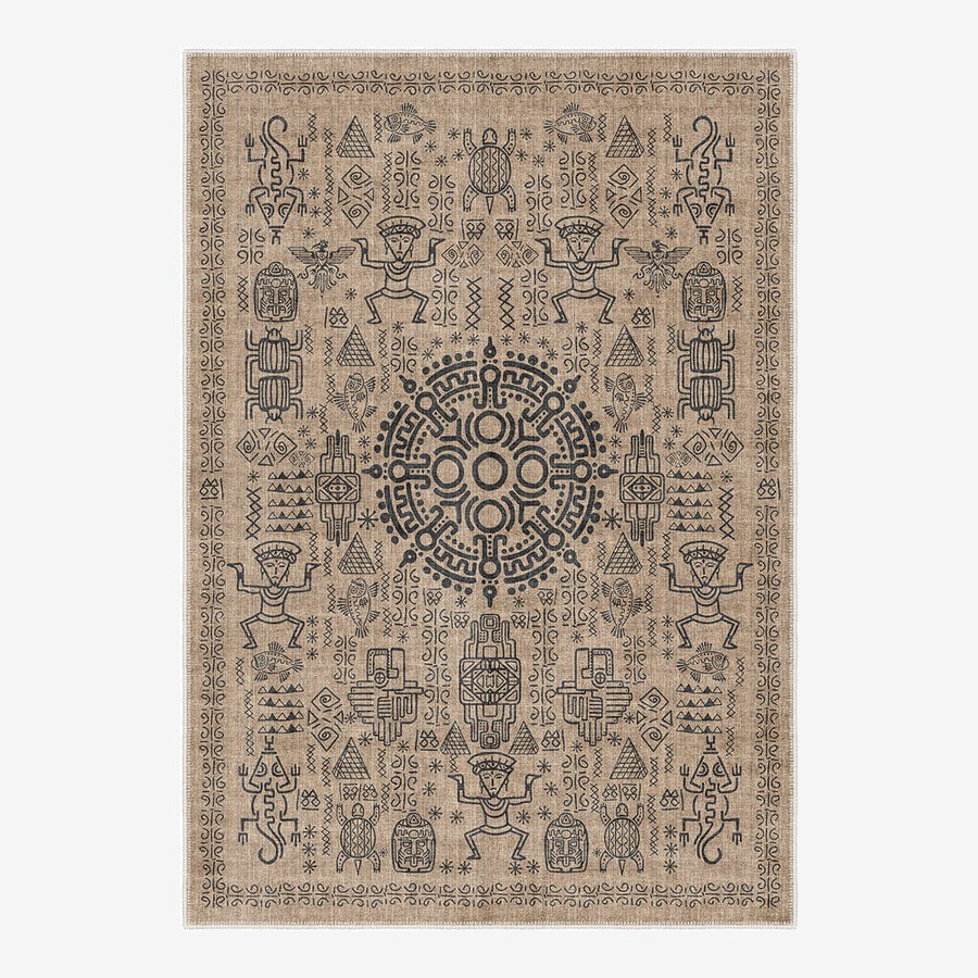 Quartz Design Tan Machine Washable Cotton Area Rug - The Rug Decor
