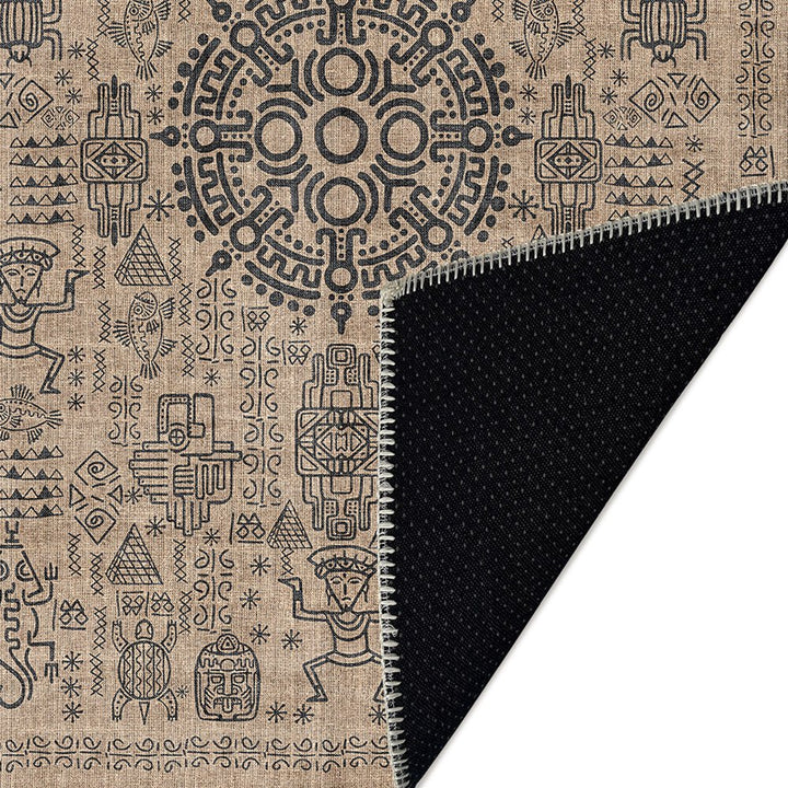 Quartz Design Tan Machine Washable Cotton Area Rug - The Rug Decor