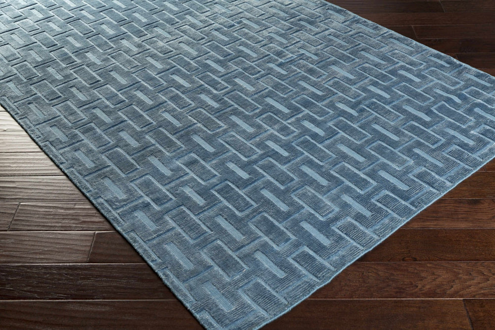 Quealy Geometrical Blue Viscose Rug - The Rug Decor