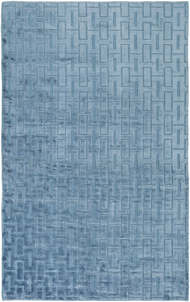 Quealy Geometrical Blue Viscose Rug - The Rug Decor