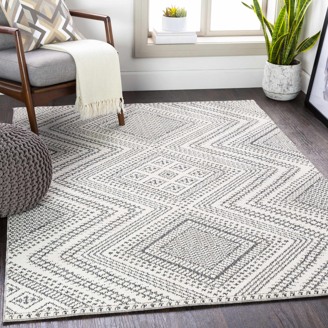 Queanbeyan Ivory And Gray Modern Style Area Rug