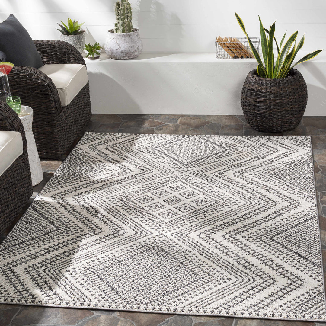 Queanbeyan Ivory And Gray Modern Style Area Rug